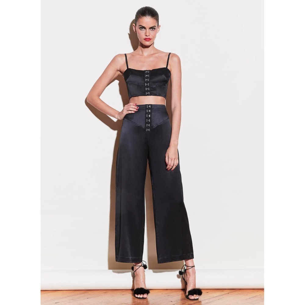 NWT Fleur du Mal Hook and Eye Corset Waist Black